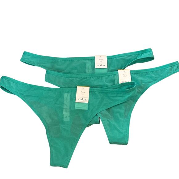 Auden Other - NWT Auden‎ Mesh Thong Panty Teal Green Women's Size Medium Set of 3